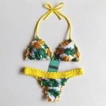 2017 New Sexy Bikinis Bathing Suit Women Swimsuit High Neck Bikini Set Geometric Printing Swimwear Brazilian Bandage Biquini D73