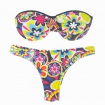 2017 New Style Printing Women Bikini Set Bandage push up Padded Swimwear Underwear Bra Adjustable Strap Sexy Swimsuit