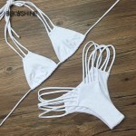 2017 New Swimwear Women Sexy Handmade Crochet Bikinis Swimsuit Brazilian Bikini Set Bandage Beach Wear Bathing suit Bekoshine