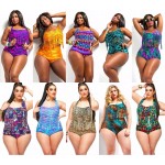 2017 Plus Size Bikini Set Women Ladies Sexy Retro Padded Push Up Tassel High Waist Floral Swimwear Swimsuit Bathing XXXL 1502