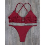 2017 Push Up Bikini Size S-L Red Swimwear Female Sexy Bikinis Set Strappy Women Brand Swimsuit Lace Brazilian Bathing Suit E631