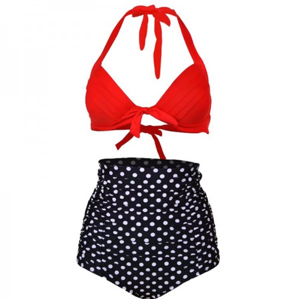 2017 Push up High Waist Swimsuit S-3XL big size Women Bathing Suit Padded Bikini set Retro Beachwear Plus Size Swimwear 21 color