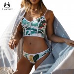 2017 Sexy Floral Biquini Thong Zipper High Neck Swim Bathing Suit Plus Size Swimwear Women Brazilian Bikini Push Up Swimsuit