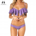 2017 Sexy Off Shoulder Ruffled Bandeau Thong Biquini Strappy Swimsuit Swim Wear Bathing Suit Swimwear Women Brazilian Bikini