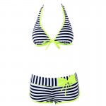 2017 Sexy Pad Bikini Push Up Swimwear Women Swimsuit Solid Halter Tankini Swimwear With Shorts Swim Suit For Women Bathing Suit