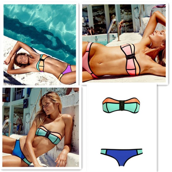 2017 Sexy Swimsuit Bikinis Swimwear Summer Style Low Waist Patchwork Bikini Set Push Up Bathing Suits Bodysuits Maillot de bain