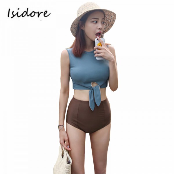 2017 Trending High Waist Bikini Swimsuit Women Swimwear Padded Sexy Crop Top Retro Bathing Suit Vintage Swim Beach Wear Bandage