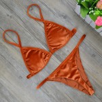 2017 Women Dark Green Orange Gold Velvet Thong Bikinis Sets Swimwear Swimsuit Brazilian Beach Wear Bathing Suit 2221