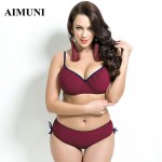 2017 Women Plus Size Bikini Set High Quality Bathing Suit Push Up Biquini Super Large Cup Swimwear Sexy 4 Colors Solid Swimsuit