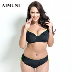 2017 Women Plus Size Bikini Set High Quality Bathing Suit Push Up Biquini Super Large Cup Swimwear Sexy 4 Colors Solid Swimsuit