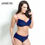 2017 Women Plus Size Bikini Set High Quality Bathing Suit Push Up Biquini Super Large Cup Swimwear Sexy 4 Colors Solid Swimsuit