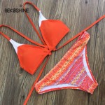 2017 Women Sexy Bikini Set Solid Bandage Swimwear Solid White Bikinis  push up retro Swimsuit Biquini bikini Bekoshine