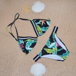 2017 new Floral Triangle sexy push up straps halter top bra bandage bikini set women swimwear swimsuit Brazilian bathing suit