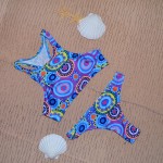 2017 new style triangle Color mix print high neck bikini set sexy push up women swimwear bathing suit padded racerback swimsuit