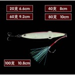 2017UCOK 20g 40g 60g 80g 100g Jig bait luminous squid shape lead fish sea fishing bait hard metal lure iron squid hooked jigging