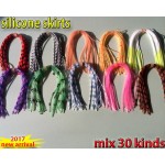 2017new fishing silicone skirts with rattle collar 30kinds/lot spinner bait bass lure blade fly fishing lures the length is 13cm