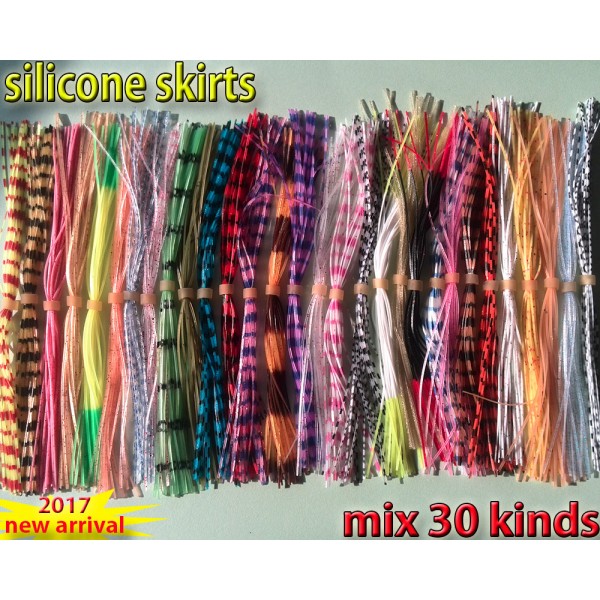 2017new fishing silicone skirts with rattle collar 30kinds/lot spinner bait bass lure blade fly fishing lures the length is 13cm