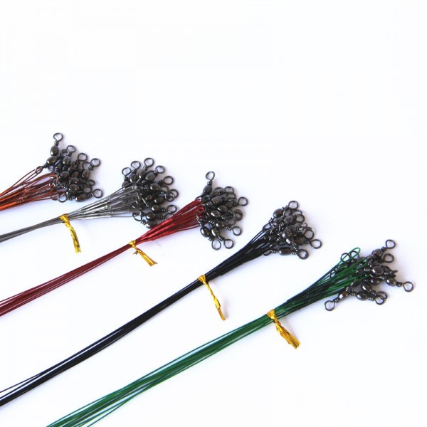 20Pcs Fly Fishing lead Line Leader Wire leading line Sleeve and Swivel Stainless Steel Rolling Swivels 15/23/30cm FL98