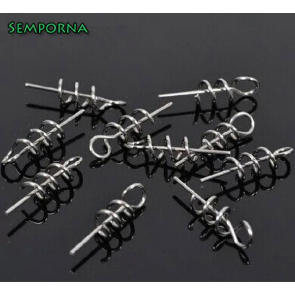 20pcs/lot Assist Soft Baits Hook Soft Lures Pin Spring Fixed Lock Fishing Screw Dagger Fishing Tools