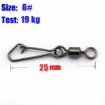 25Pcs Fishing Swivels MS+QL Interlock Rolling Swivel With Hooked Snap Fish Hook Connector Stainless Steel 