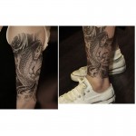 2PCS Women Tattoo  On His Arm Fake Arm Sleeve Sex Beauty Men Temporary Waterproof Tattoos For Women Black Fish Tatto Sticker Hot