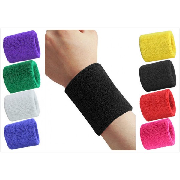 2pcs Sports Sweatband Terry Cloth Wrist Sweat Bands Tennis Squash Badminton Basketball Wristband Gym Crossfit Wrist Wraps GYH