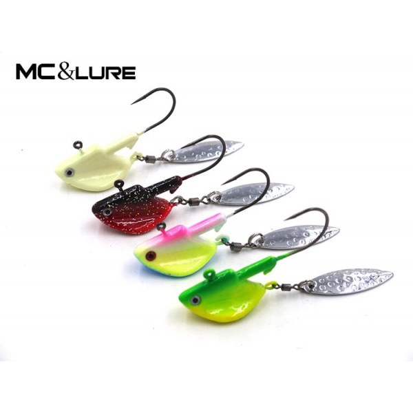 2pcs/pack  7g/10/14g/21g Fishing Jig Head Hooks With Spinner  Metal Spoon Fish Hook Soft bait hook Fishing Tackle Lead Head Lure