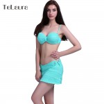 3 Pieces Swim Suit Skirt Swimwear Women Mesh Bikini Set Sexy Beachwear Swimming Suit For Women Push Up Bathing Suit 2017