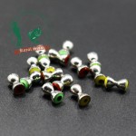 30 pcs Sunken Brass Dumbbell Beads/ Large& Medium Sizes with 3 Colors 3D Eyes Recessed Barbell Mixed/ Tungsten Fly Tying Fishing