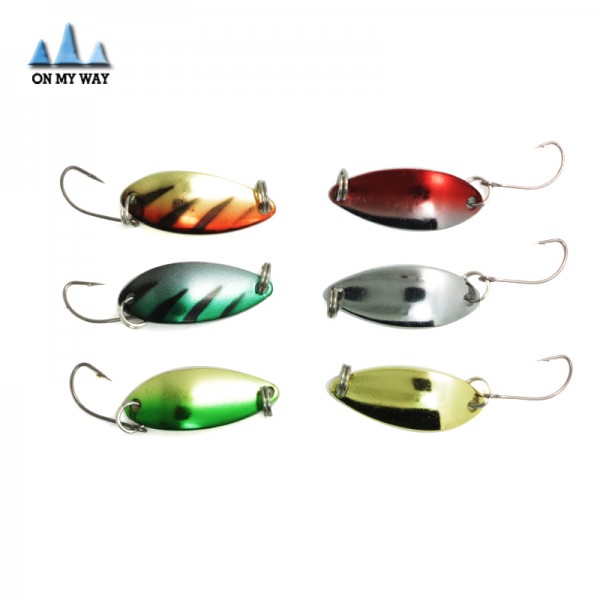 30pcs/lot  metal Lure fishing bait spoon lures 3G fishing lure 6 colors Retail Box fishing tackle box pesca