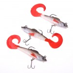 3Pcs Lead Head Soft Fishing Lures Long T Tail Fishing Lure Treble Hook Bait Fake Fishing Lures EA14