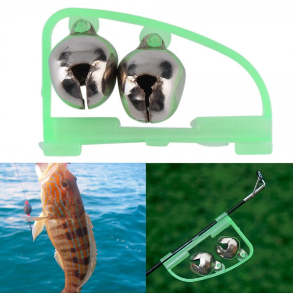 3pc Fishing Accessory Rod Tip Fish Bite Double Alarm Alert Clip Bells Tool free shipping