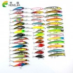 43pcs HENGJIA Mixed Fishing Lure Set isca artificial fishing kit Minnow Fishing Wobblers 43 colors Crankbait Hard Fishing Tackle