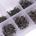 490pcs 1 Box 3# - 12# 10 Sizes Iron Fishing Hook with Barbed Hook Black Fishhook Fishing Hook Jig with Box Set KSKS