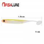 4pcs/lot Afishlure Telescopic Fish  2.4g 78mm 3D Rainbow Fish Fake Artificial Bait  T Tail Soft Fish  Swimbaits Plastic Isca