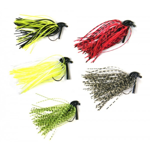 5 Pcs 7g /10g 1/4oz 3/8oz Mixed Colour Lead Skirt Rubber Fishing Jigs Head Buzz Swim Bass Jig Fishing Lures