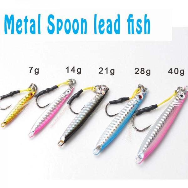 5 Pieces Brand Jig 4 colors Jigging Metal Spoon lure High Quality VIB artificial bait BKK hook boat fishing lures lead fish