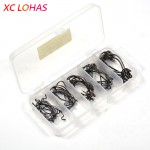 50 Pcs/Box High Carbon Steel Overturned Fishhook 2# 1# 1/0# 2/0# 3/0# Sharp Barbed Stainless Fishing Hooks + Plastic Tackle Box