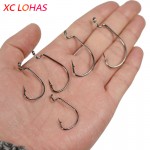 50 Pcs/Box High Carbon Steel Overturned Fishhook 2# 1# 1/0# 2/0# 3/0# Sharp Barbed Stainless Fishing Hooks + Plastic Tackle Box