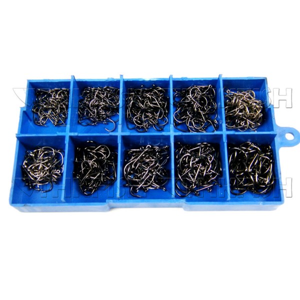 500 pcs #3~12 Black Fishing Hooks In Plastic Box Fresh water FishhooK