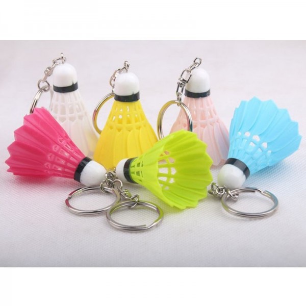 500 pieces/lot Colorful badminton keychain for sports key chain keyring Pendant key ring Plastic candy color