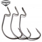 50PC Fishing Hook PROBEROS Brand 1/0-5/0# Worm Series Hook Black Color Jig Big Fish hook Bass