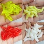 50PCS 2cm 0.3g maggot Grub Soft Lure Baits smell Worms Glow Shrimps Fishing Lures