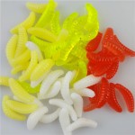 50PCS 2cm 0.3g maggot Grub Soft Lure Baits smell Worms Glow Shrimps Fishing Lures