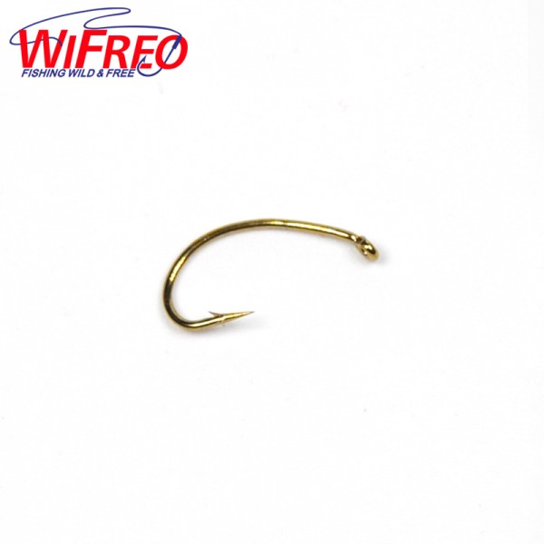 50PCS 3 Sizes Fly Tying Hook Nymph Bug Shrimp Pupae Larvae Caddis Flies Fish Hooks #10 #12 #14 Gold Color Kirbed Sharp