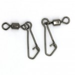 50PCS Stainless Steel Fishing Swivels MS+QL Interlock Rolling Swivel With Hooked Snap Fish Hook Connector