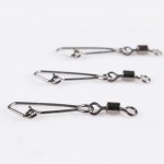 50PCS Stainless Steel Fishing Swivels MS+QL Interlock Rolling Swivel With Hooked Snap Fish Hook Connector