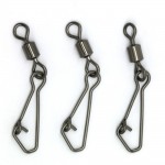 50PCS Stainless Steel Fishing Swivels MS+QL Interlock Rolling Swivel With Hooked Snap Fish Hook Connector