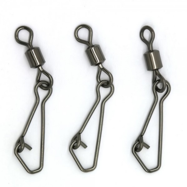 50PCS Stainless Steel Fishing Swivels MS+QL Interlock Rolling Swivel With Hooked Snap Fish Hook Connector