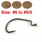 50PCS/Lot Offset Crank Worm Hook for Bass Fishing High Carbon Swimbait Grub Fish Hook Wide Gap Size 6 4 2 1 1/0 -5/0 [YG82306]